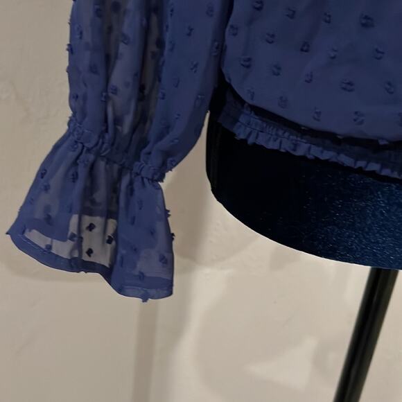 Cooper and Ella blouse Hem style very pretty! Navy Blue and super cute! Size L - Picture 15 of 15